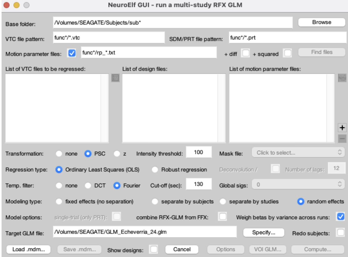 NeuroElf GLM setup interface