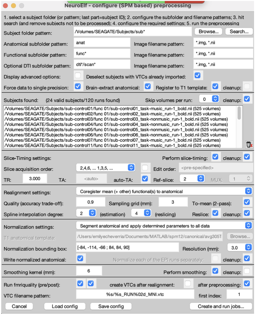 NeuroElf preprocessing configuration